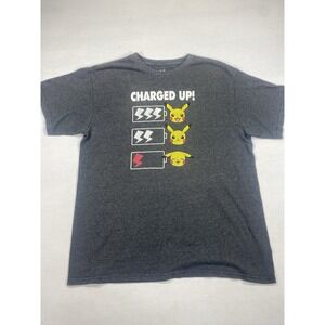 Pokémon Pikachu Charged Up Graphic Tee‎ Boys XL Gray